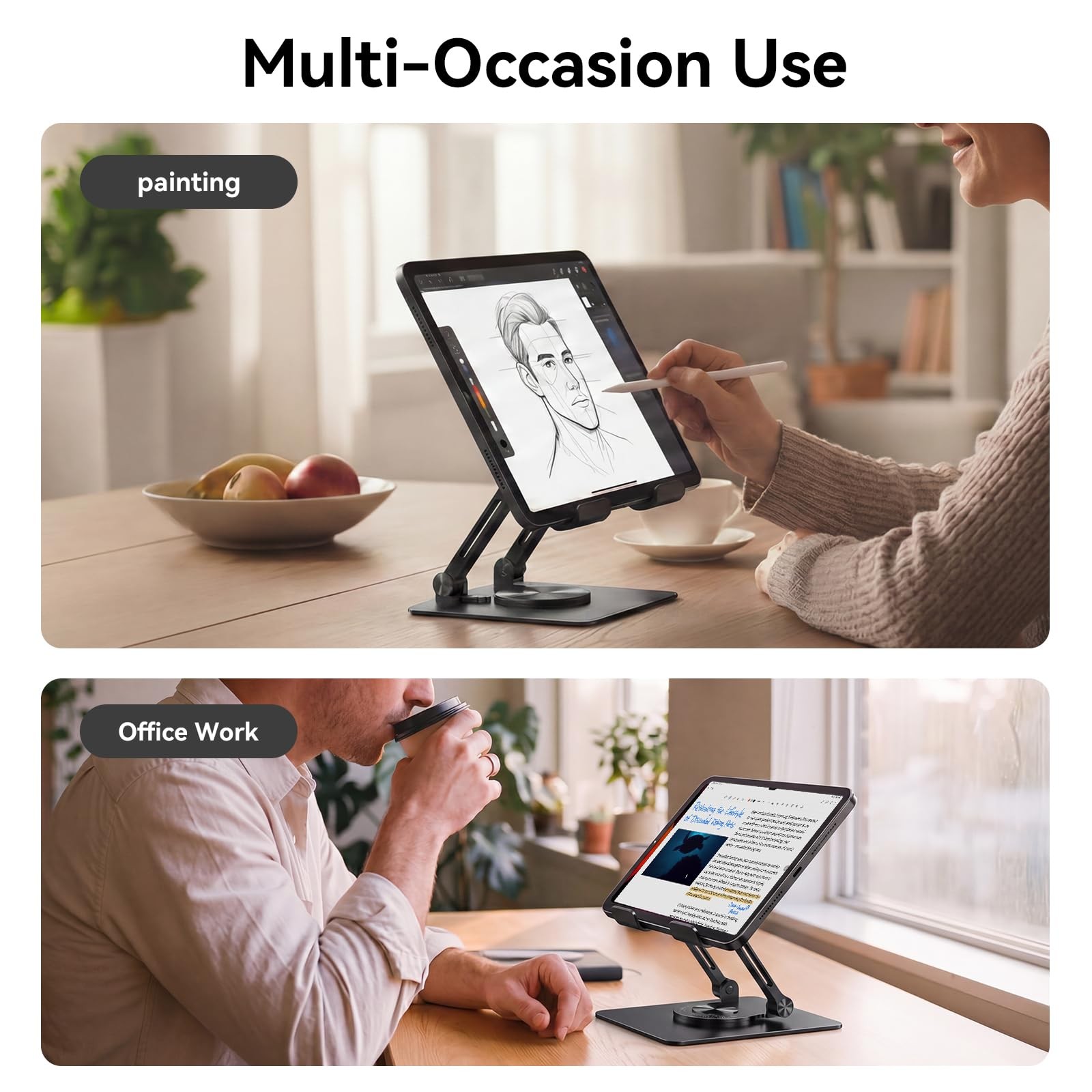 Tablet Stand for Desk, 360° Rotating Adjustable Tablet Holder for 4-13" Table...