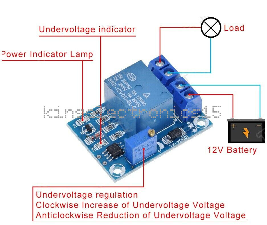 DC 12V Battery Low Voltage Cut off Switch Controller Excessive Protection Module
