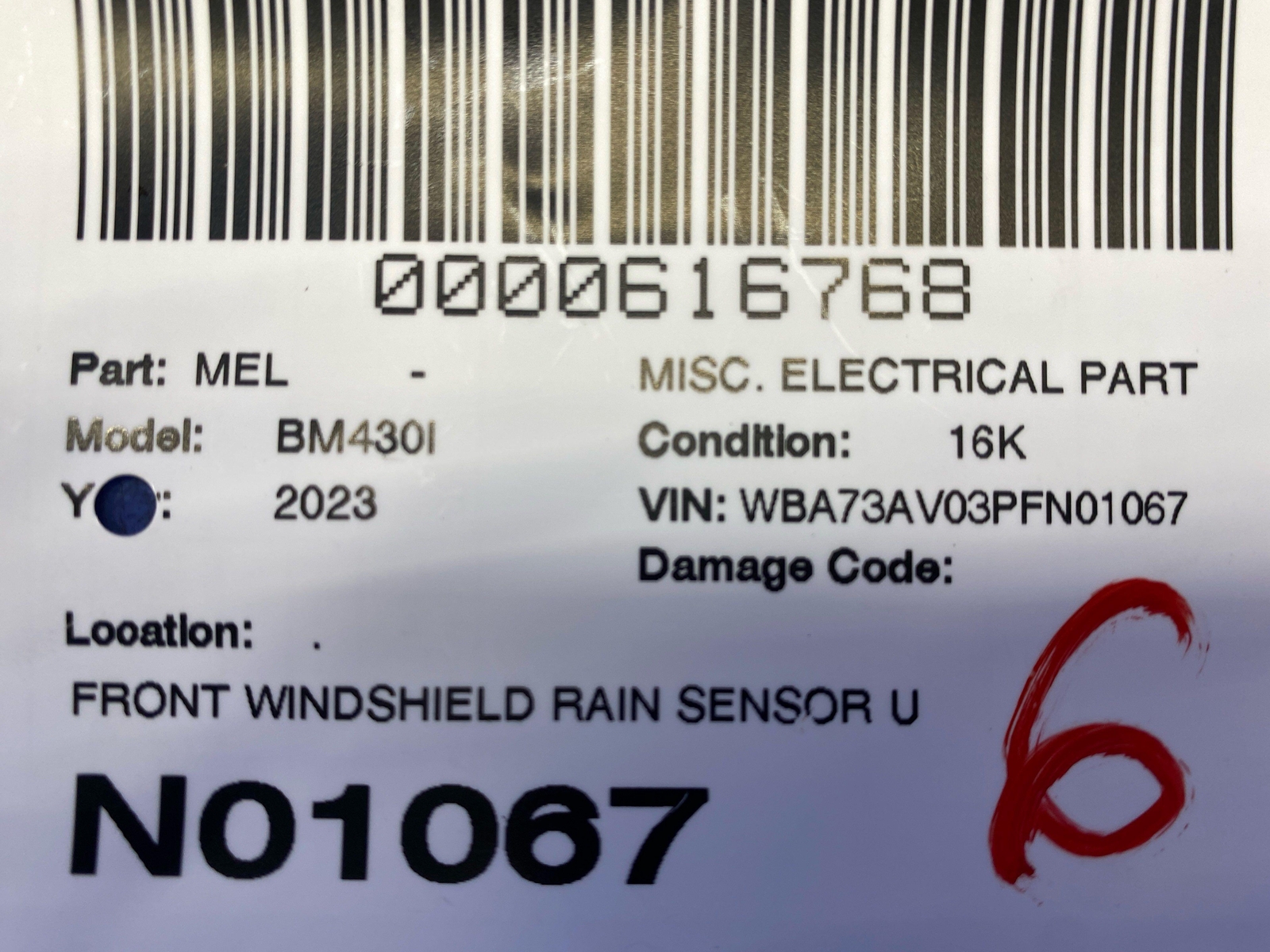 2023 BMW 430XI FRONT WINDSHIELD RAIN SENSOR UNIT 5A61845 OEM