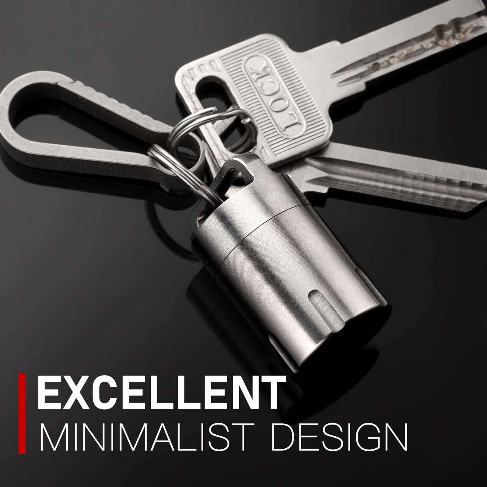Titanium Small Holder Keychain, Portable Case Waterproof Pocket Container Car...