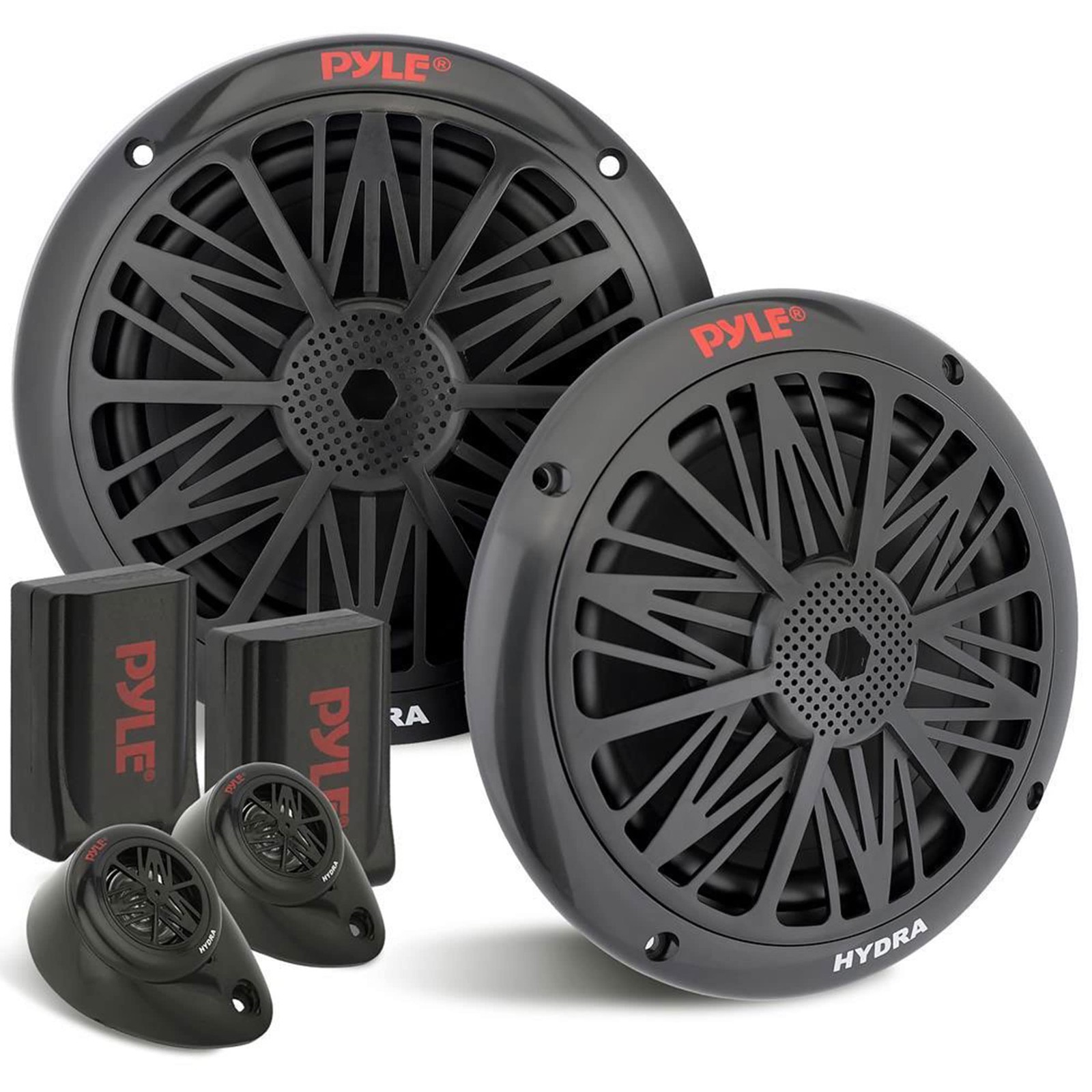 Pyle 200 Watt Marine Boat Speaker System Weather Proof Dual 2 Way 6.5 Black