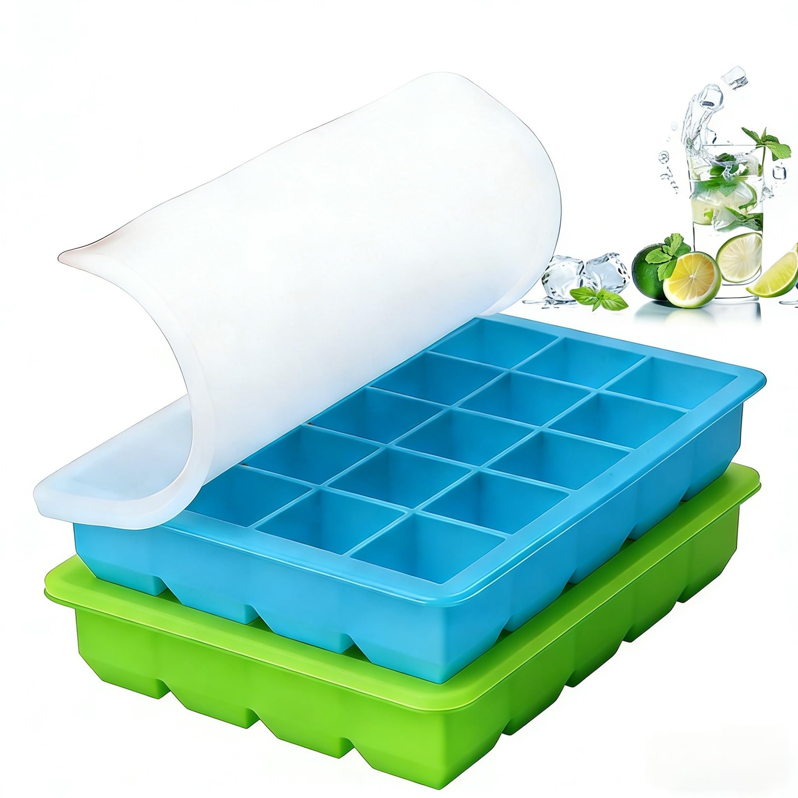 Silicone Ice Cube Tray Freezer Molds 1 Tbsp Portion Food Storage 2 Pack Multicol