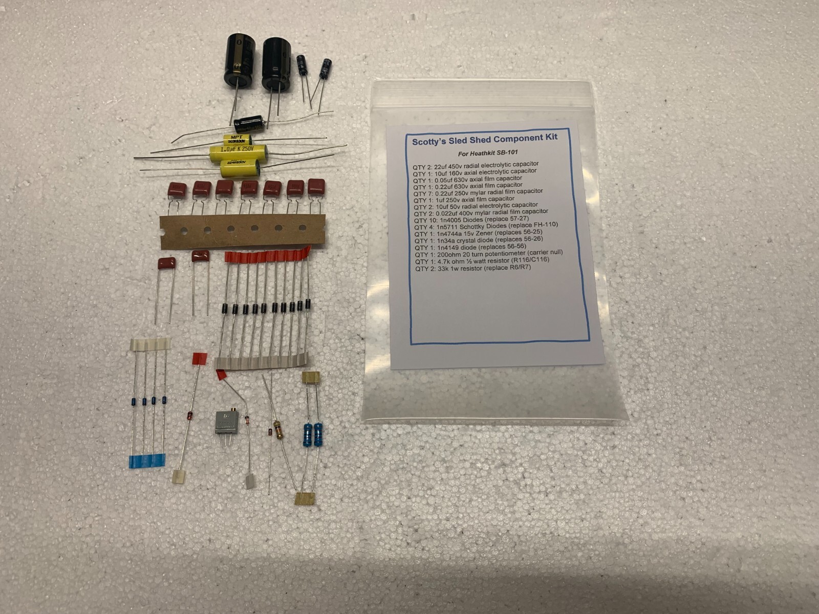 Heathkit SB-100 SB-101 Transceiver Rebuild Restoration Kit New Capacitors Diodes