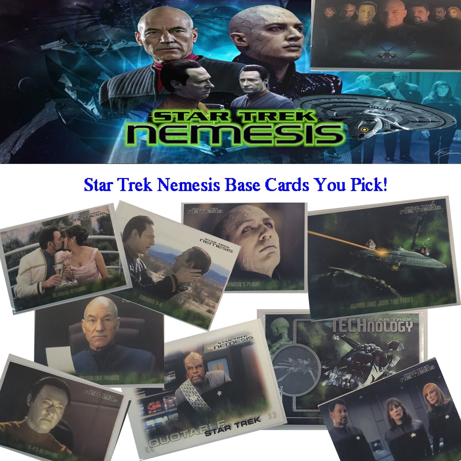 Star Trek Nemesis base trading cards, wrapper and more. You Pick