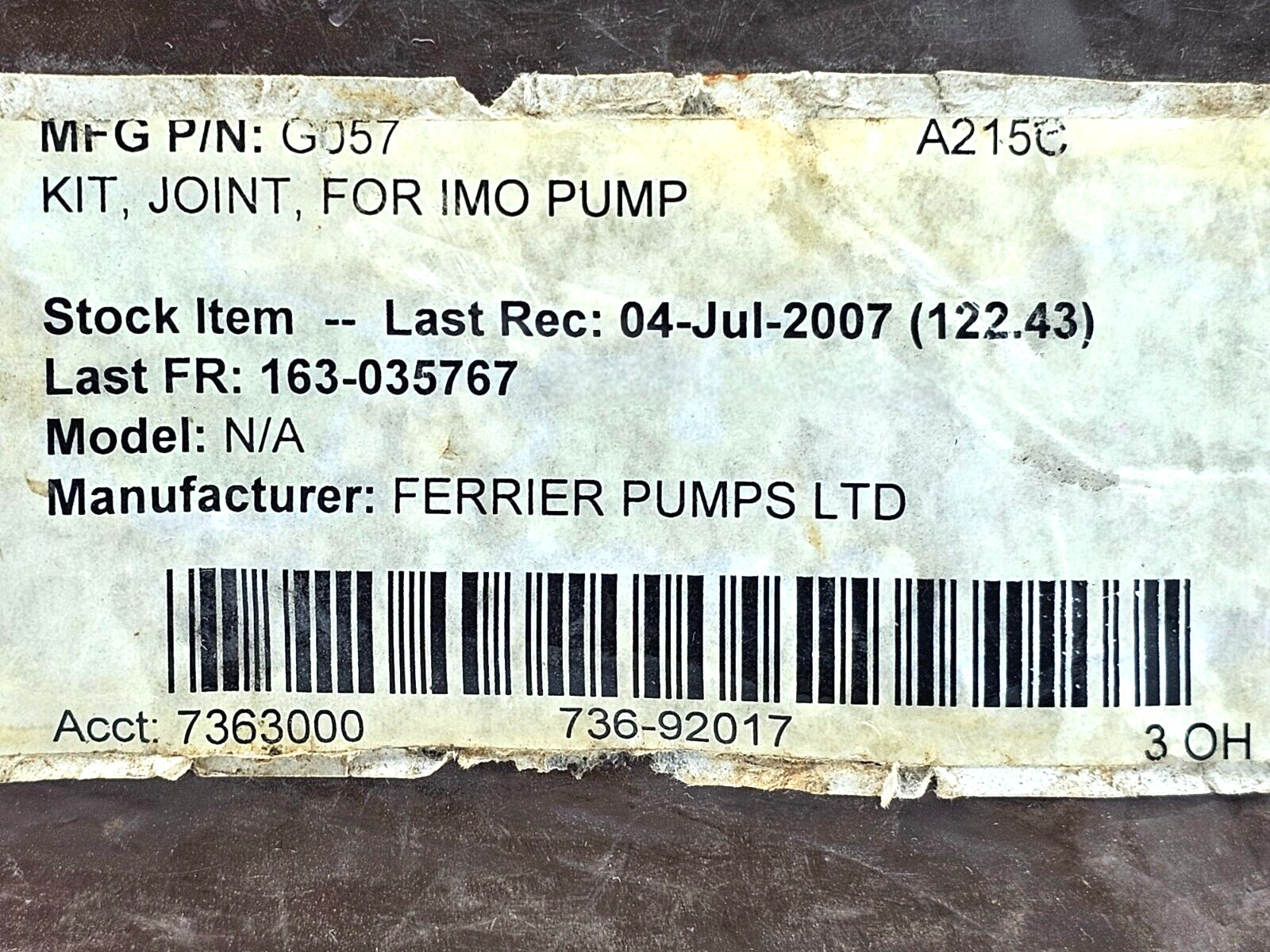 G057 JOINT KIT IMO PUMP