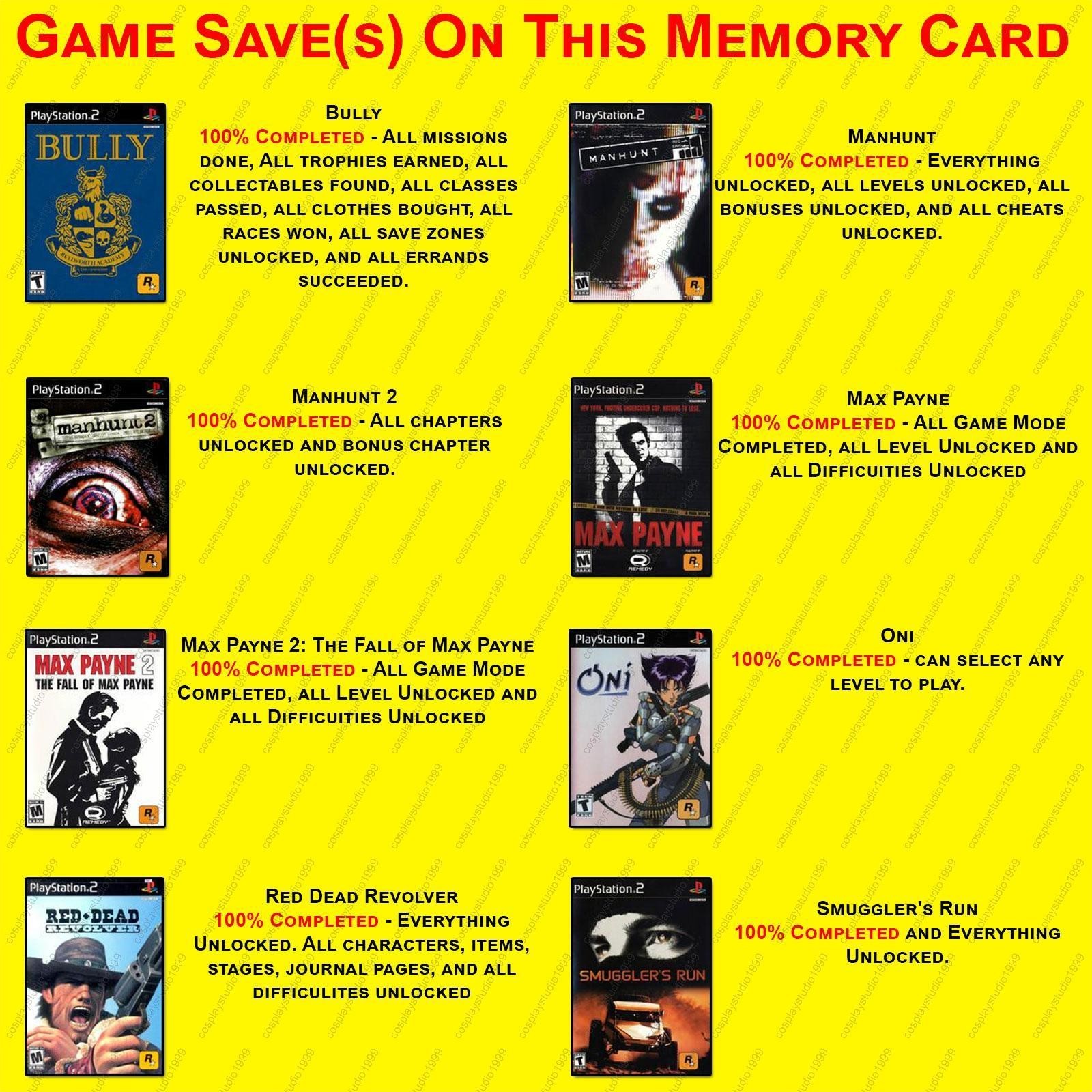 Bully PS2 Memory Card Cheats