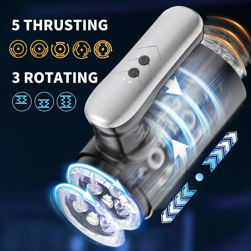 Male Masturbaters Automatic HandsFree Rotating Cup Thrusting Stroker Lubricants