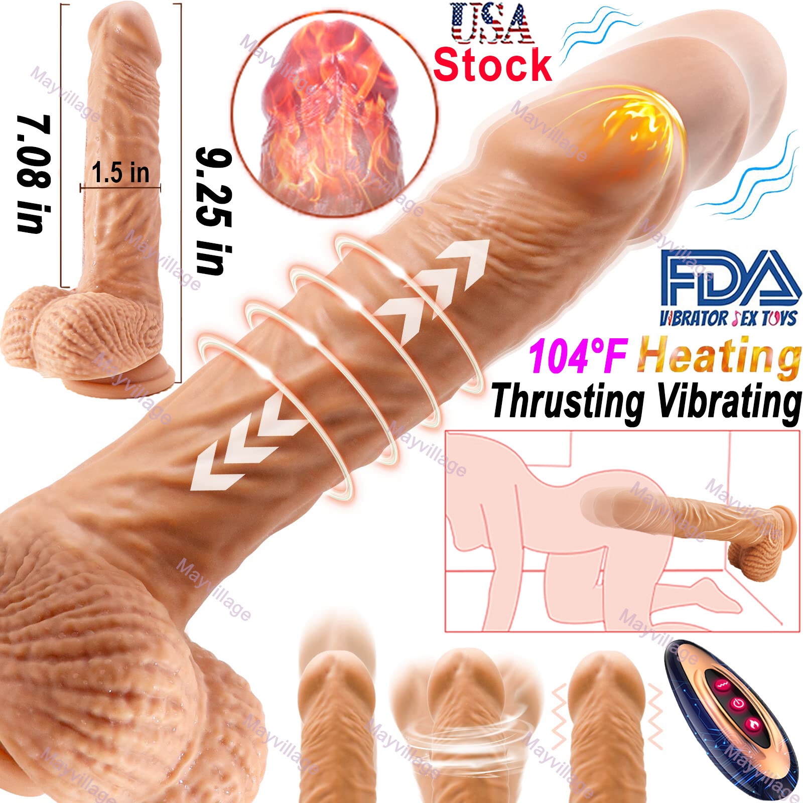 Telescopic Realistic Thrusting Dildo Vibrator Sex Toys for Women Remote Control