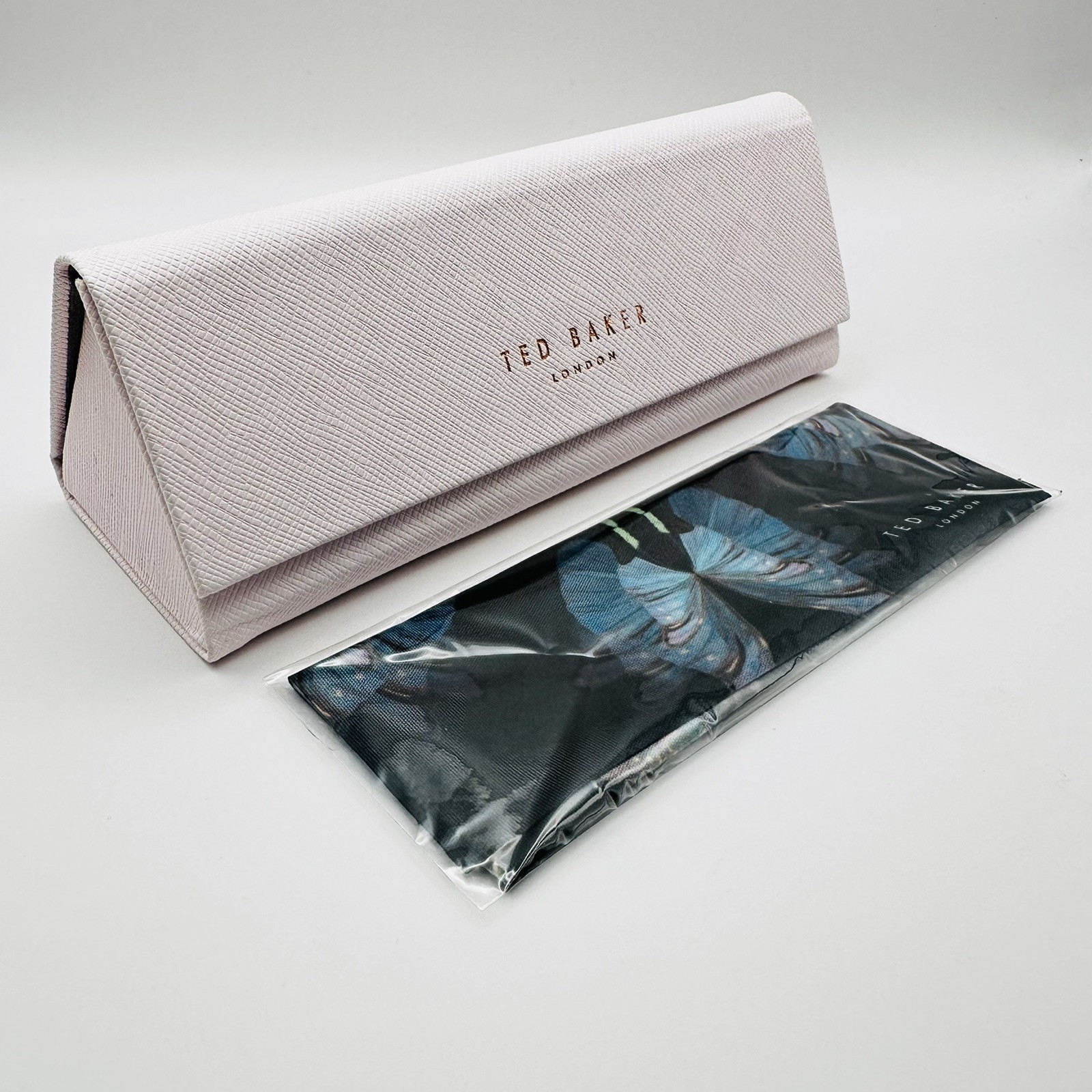 Ted Baker London Glasses Case Pink Folding Case Cleaning Cloth Logo NEW