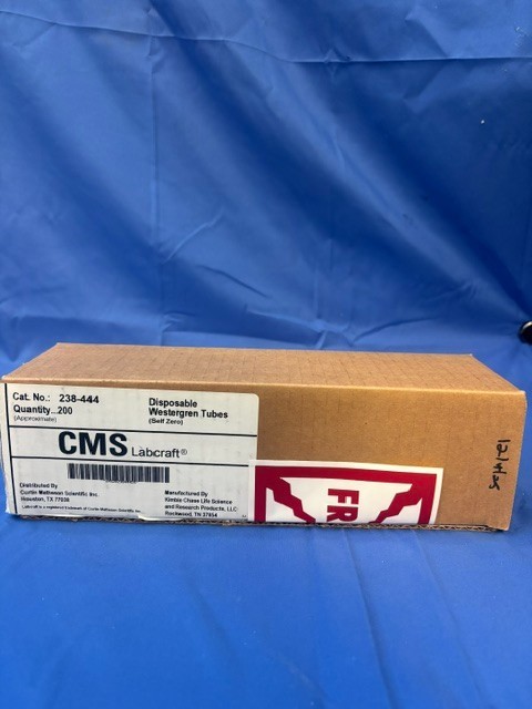 CMS Labcraft Disposable Westergren Tubes Self Zero (Quantity 200) PN# 238-444