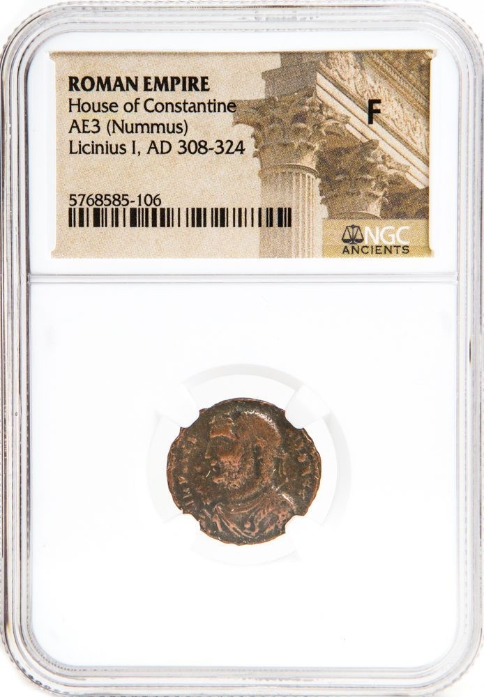 Licinius I Bronze Æ Coin AD 308-324 NGC Fine F Ancient Roman Artifact 🇳🇱