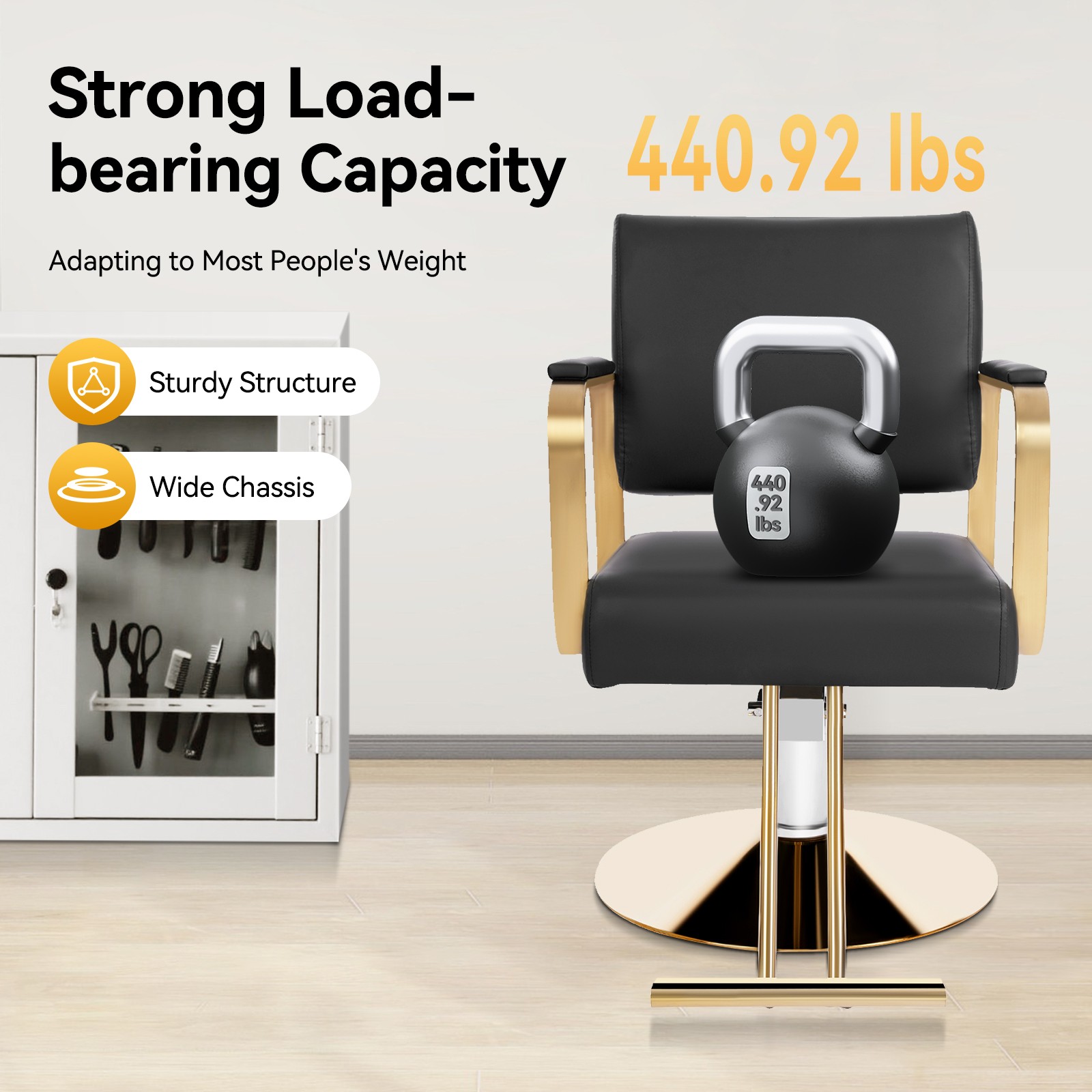 Salon Chair Height Adjustable w/Footrest For Hair Stylist Barber Heavy Chair