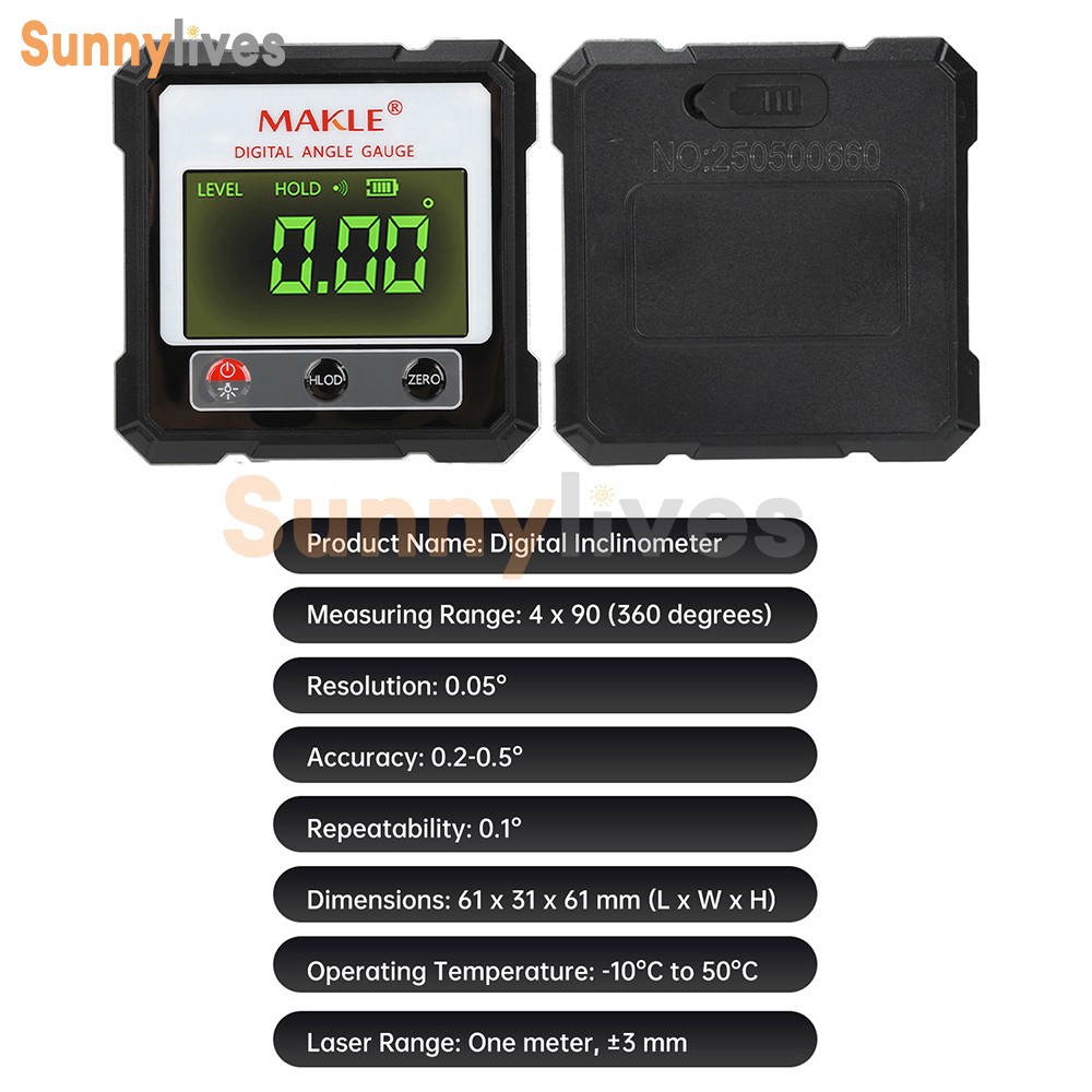 Digital Angle Finder Laser Level Gauge Inclinometer Magnetic Protractor Type-C