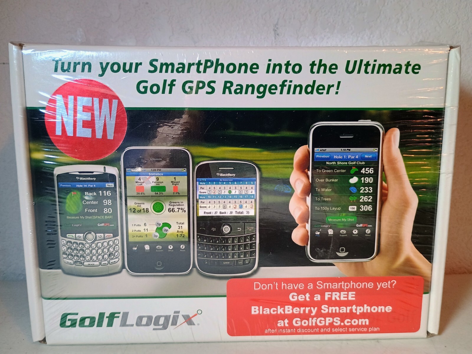GolfLogix GPS Smartphone Gift Set (1-Year Sub + Mount/Charger/Case) - SHIPS FREE