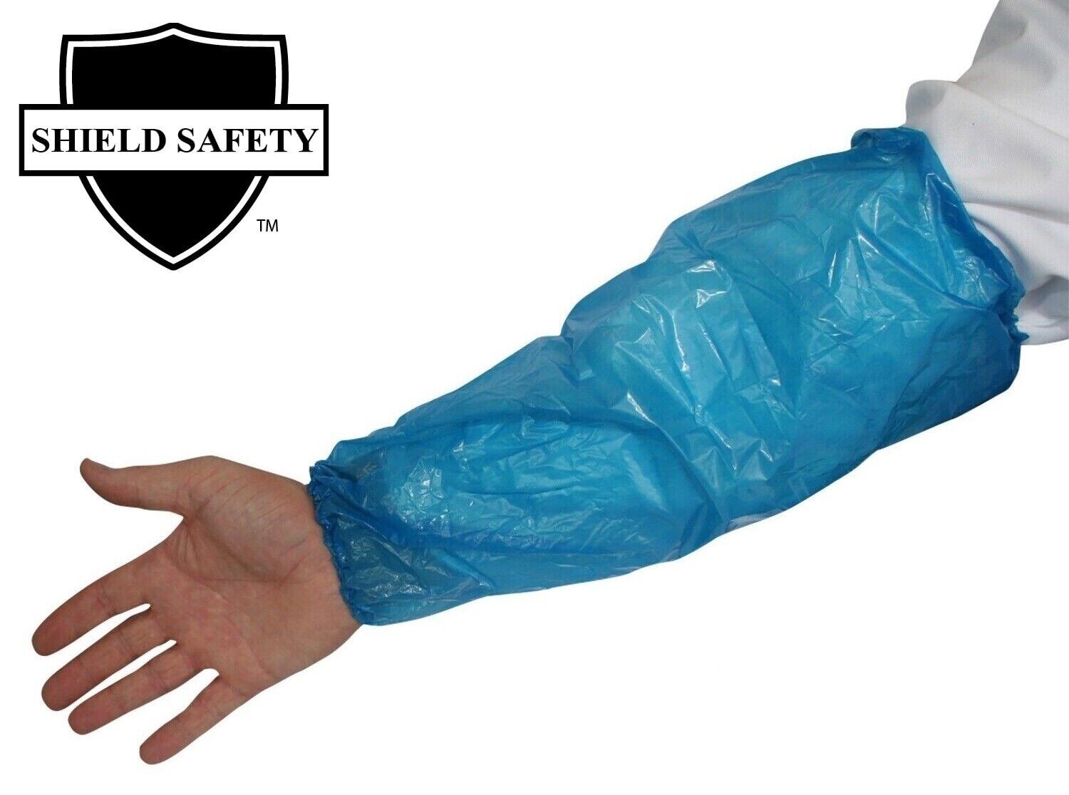 18" Over Sleeves Poly Cuff Forearm Cover Secure Fit Blue 2000