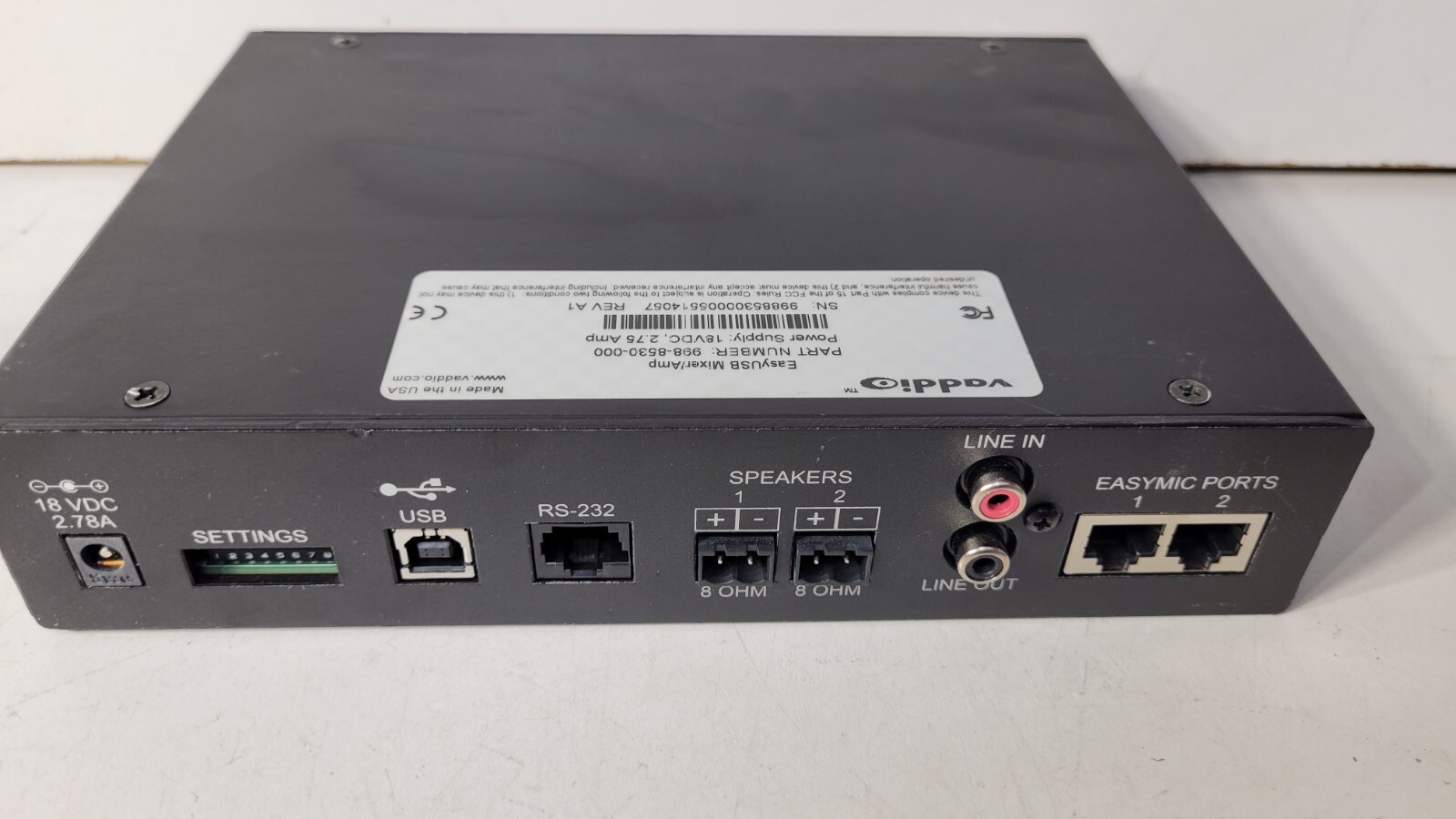 Vaddio EasyUSB Mixer/Amp 998-8530-000 - No AC Adapter