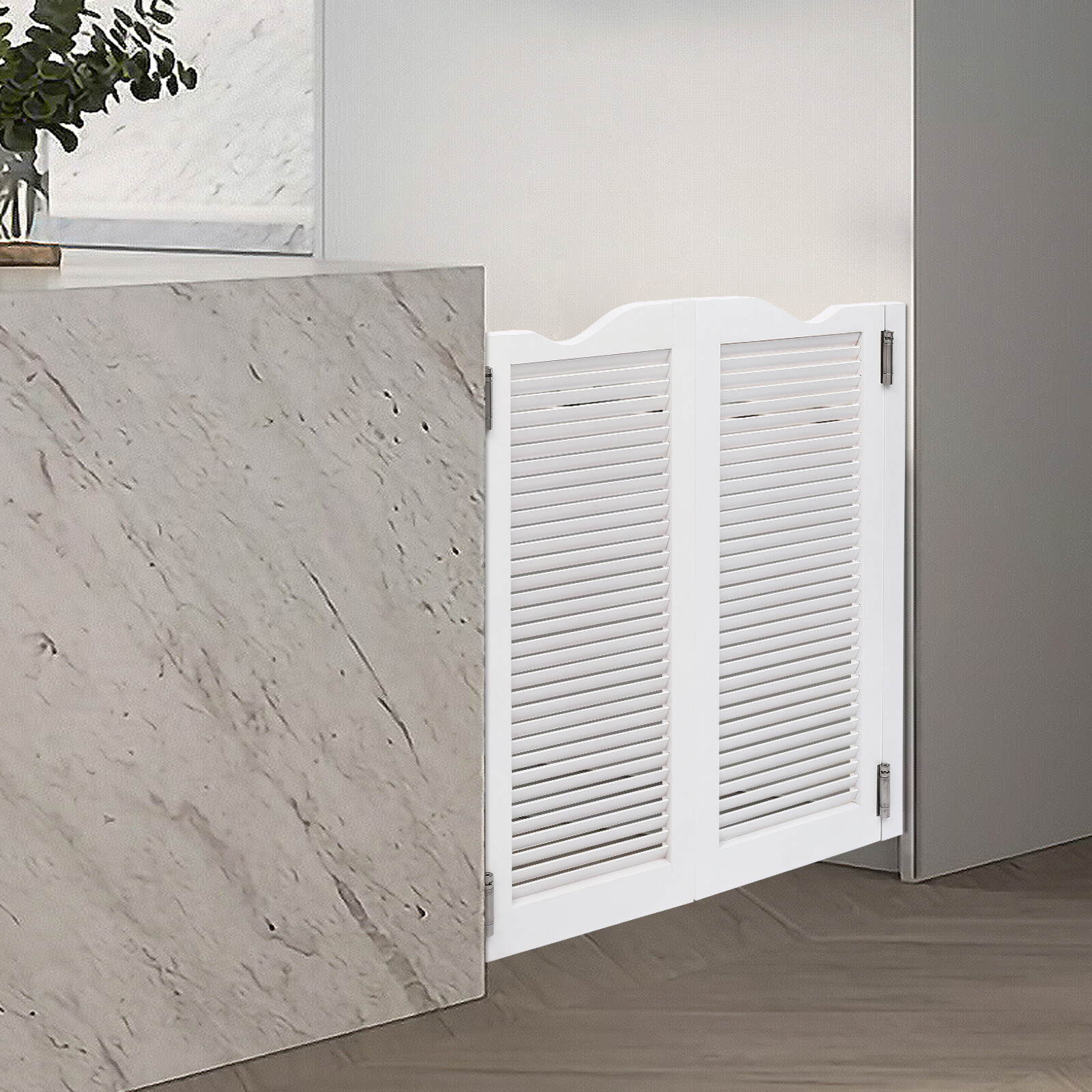 White Swinging Door Double Half Door Double-hinged Caf?? Door With Hinges