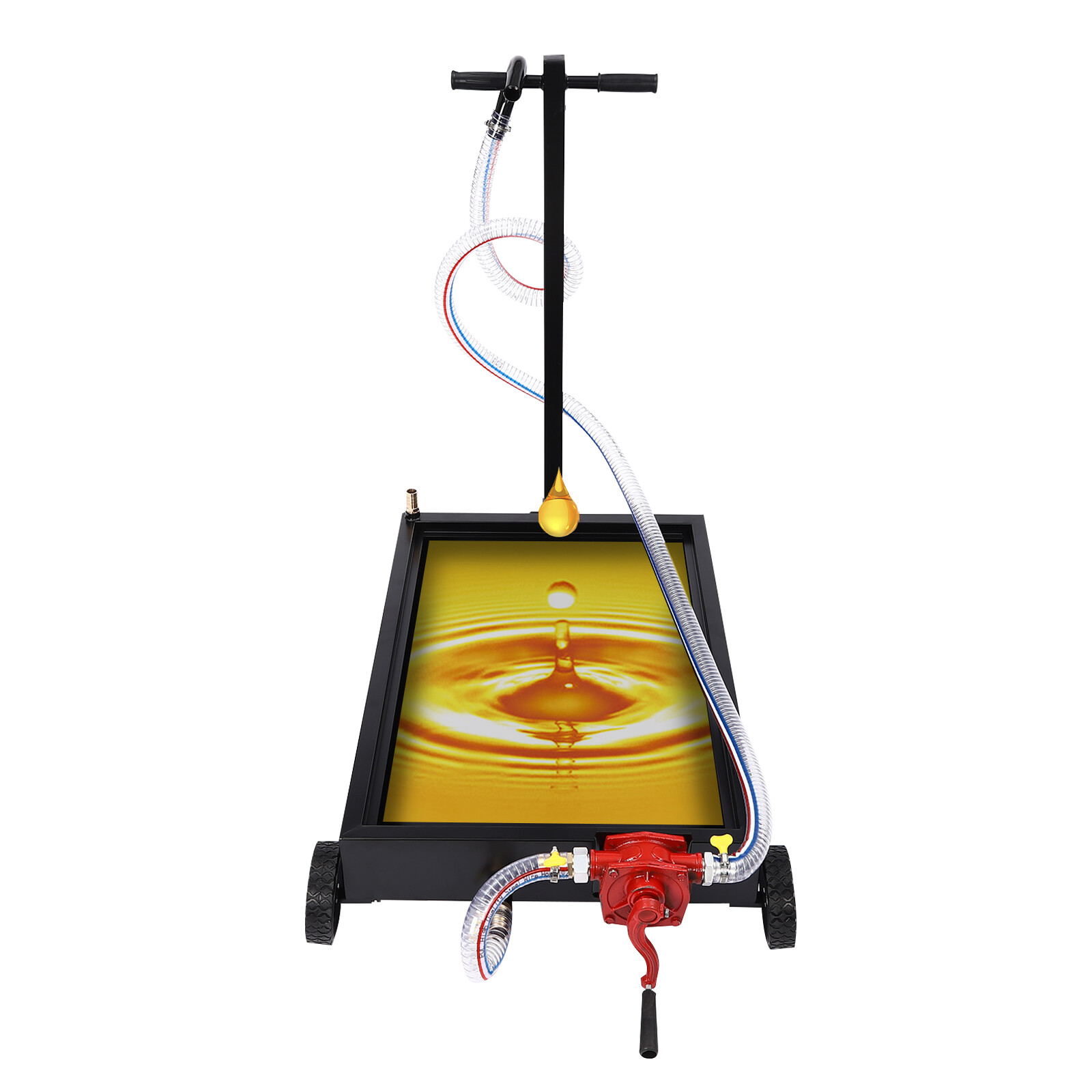 Oil Drain Pan 15 Gallon Oil Drain Tank Oil Change Pan with Manual Rotary Pump