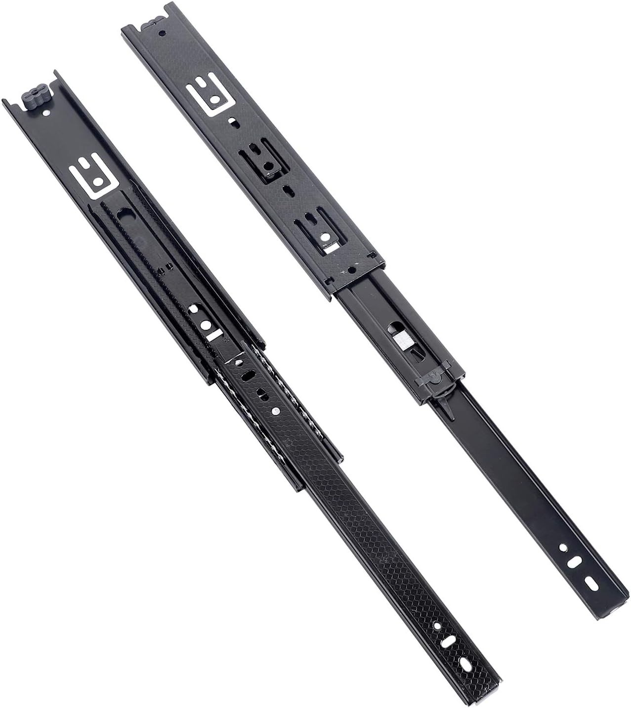 2 PCS Heavy-Duty 10 Inch Full Extension Drawer Slides - Black Steel Rails