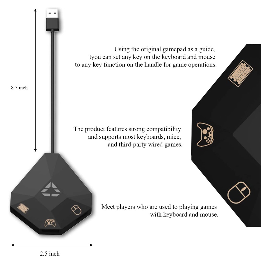 NS Wired USB Connection Keyboard and Mouse Adapter LED Indicator Converter