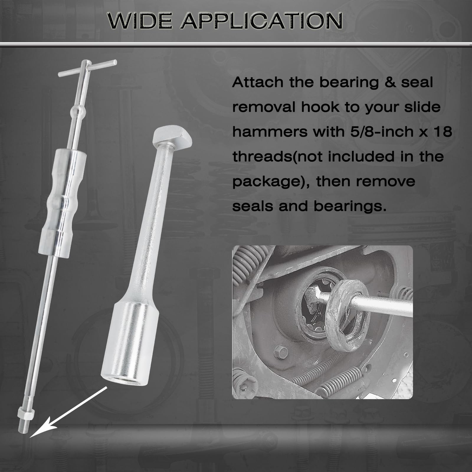 Slide Hammer Pulling Hook Attachment for Bearing and Seal Removal Garage Tool