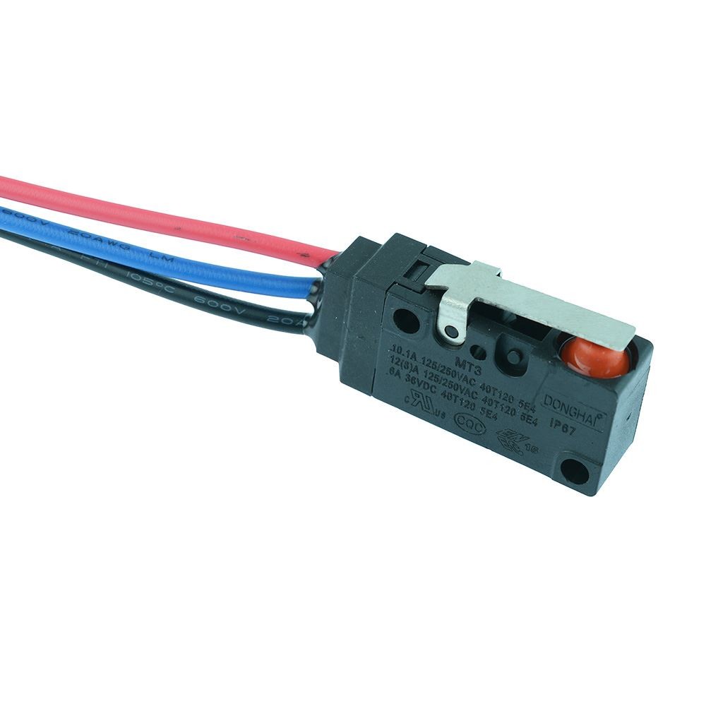 19mm Lever Waterproof Prewired Microswitch SPDT 10A IP67 Micro Switch