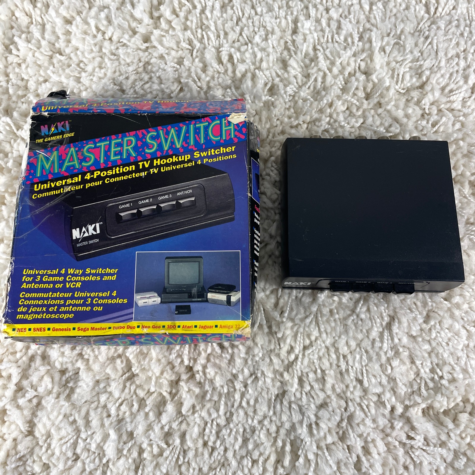 Vintage NAKI Master Switch Game Multi System Switcher 3 Game Consoles + Ant/VCR