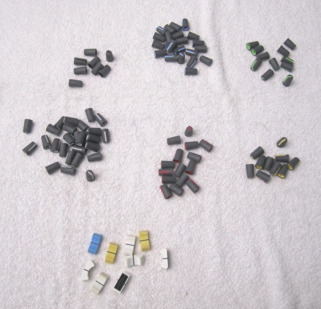 MIXED LOT of MIXER CONSOLE KNOBS SLIDES - 102 PIECES TOTAL
