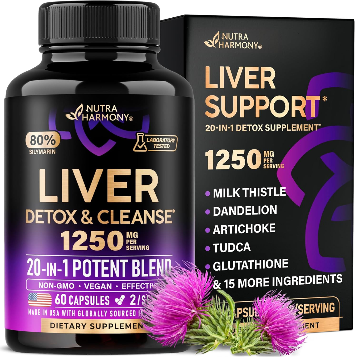 Liver Cleanse Detox & Repair - Milk Thistle | Dandelion | Artichoke | TUDCA | Gl