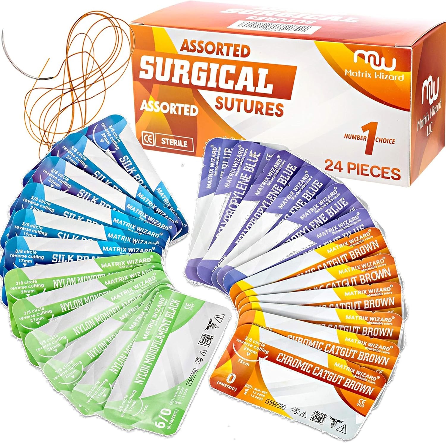Mixed Sterile Suture Thread with Needle (Dissolvable and Non-dissolvable 0,...