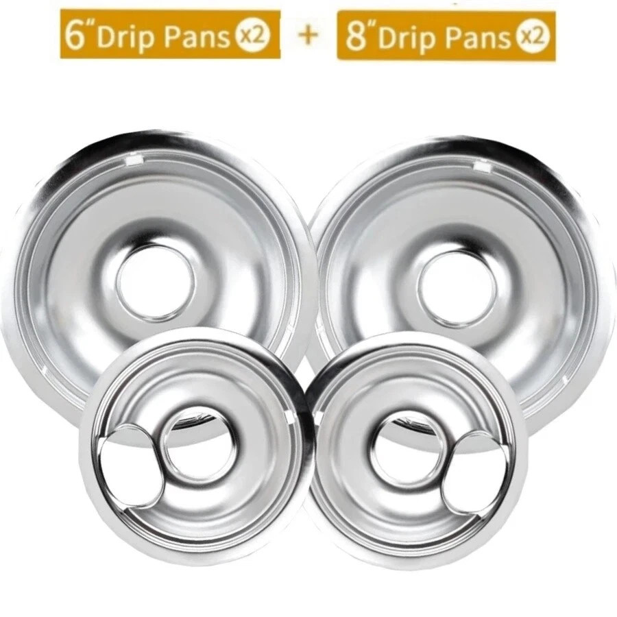 4PCS Chrome Drip Pans, Compatible Fit Whirpool Kenmore Frigirate Stove