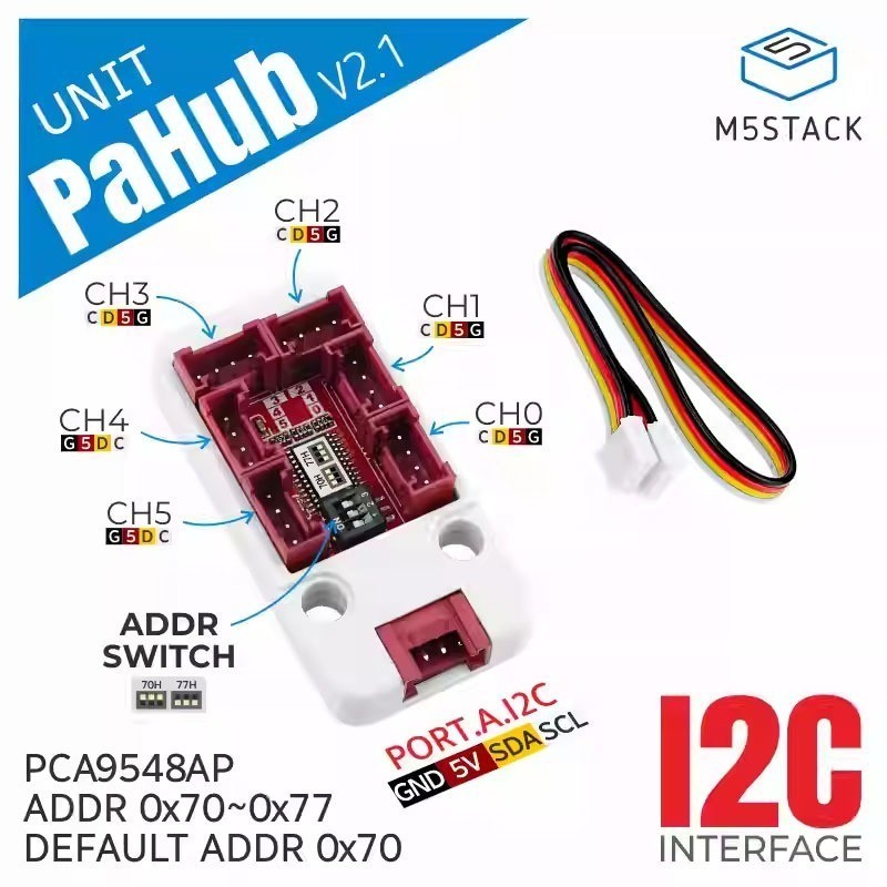 M5Stack PaHub v2.1 I2C bus 1-to-6 expansion board with onboard DIP switch PCA954