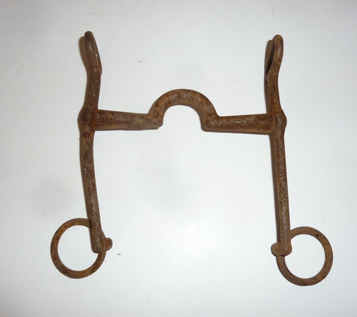 Vintage Saddleseat Double Bridle Curb  4 1/2 " Mouthpiece Primitive Decor  B-21