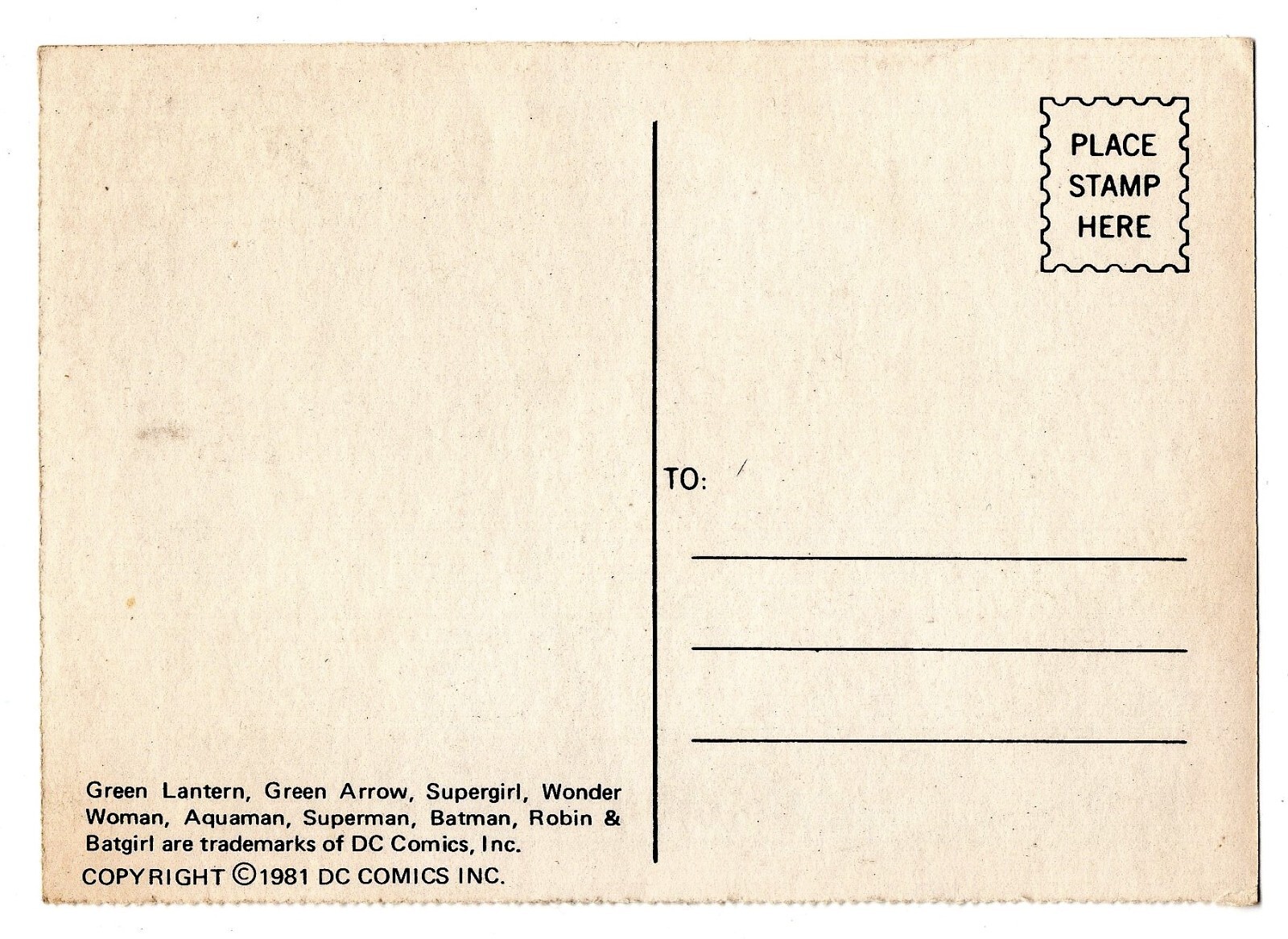 (2) ORIG 1981 DC COMICS SUPER HEROES POSTCARDS - UNUSED