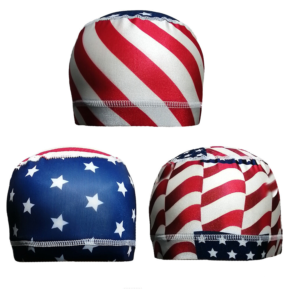 Moisture Sweat Wicking Cooling flag Dome Cap Helmet Liner Sport patriotic hat