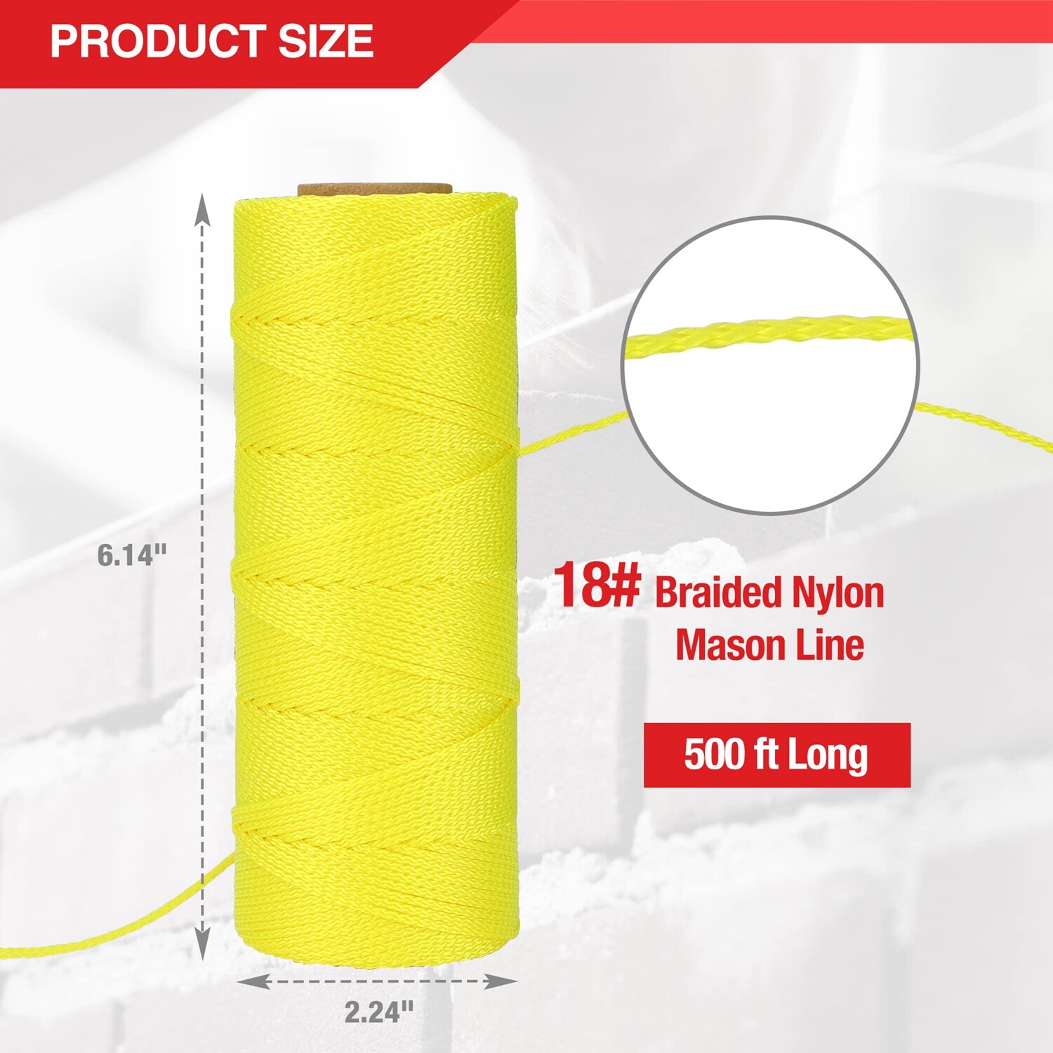 Goldblatt Nylon Mason Line 18# 500FT Braided String Line Nylon Twine for Masonry