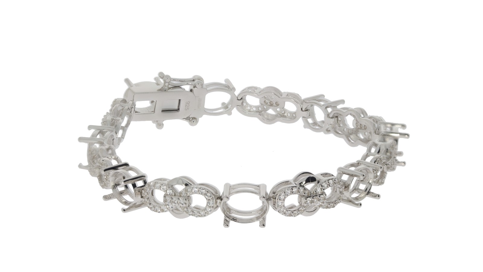 Sterling Silver Semi Mount Bracelet Setting Oval OV 9x7mm