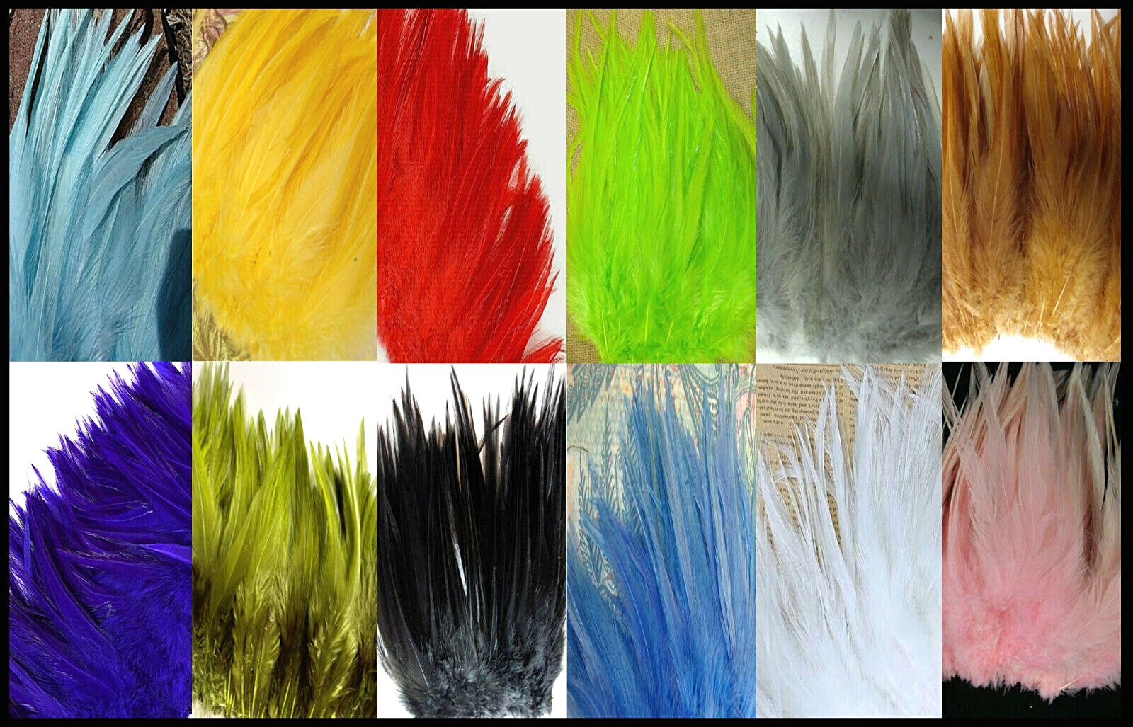 Fabulous Feather Shop 5-7" Strung Saddle Hackle Rooster Feathers -You Pick color