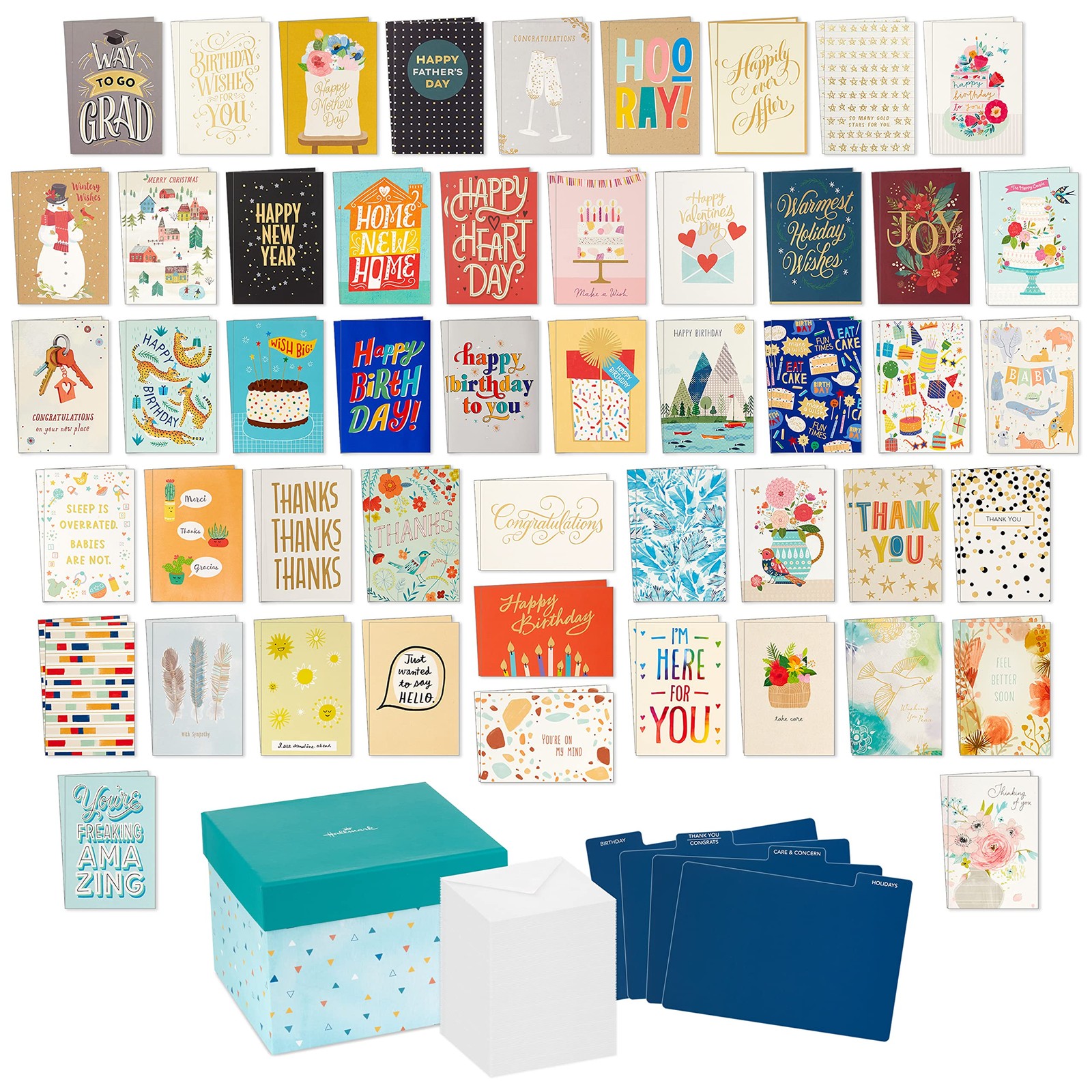 Hallmark All Occasion Boxed Set of Assorted Blank Greeting Cards with Card Organ
