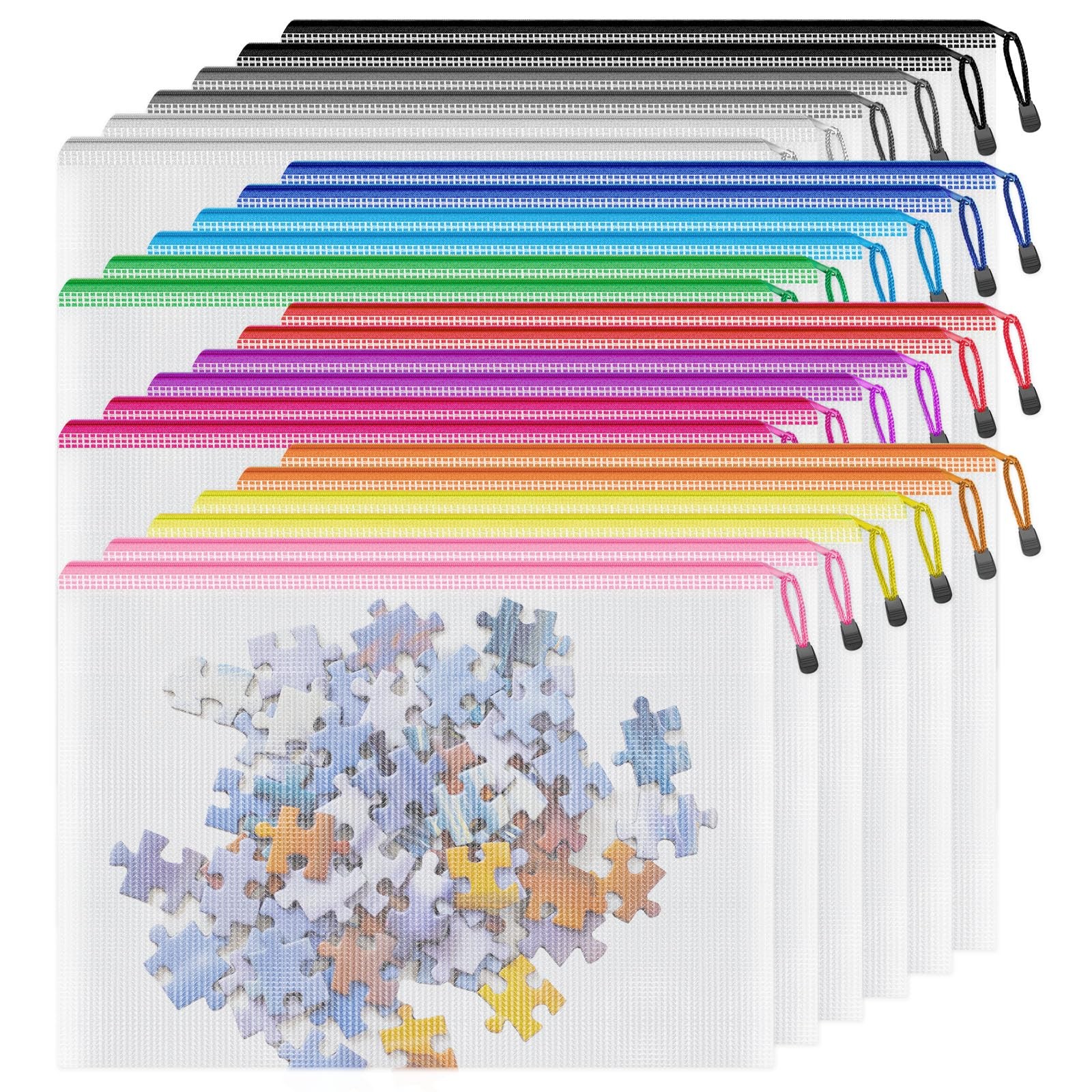 Smarpau B4 Mesh Zipper Pouch, 24 Pack 12 Colors 15 x 11 Zipper Pouches for Organ