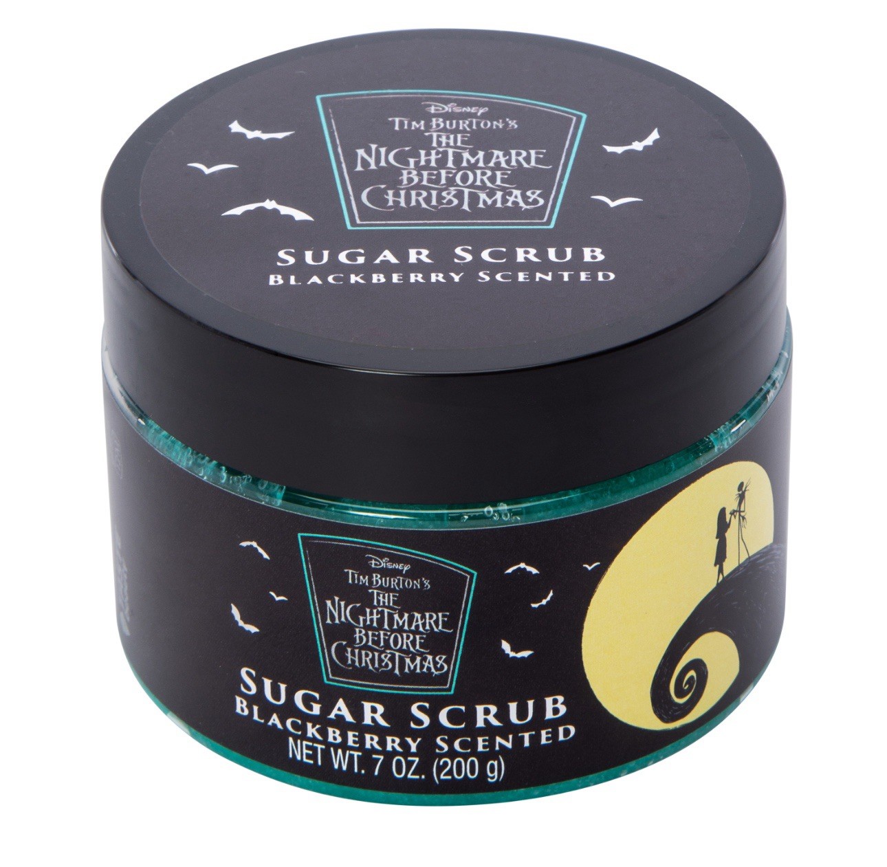 THE NIGHTMARE BEFORE CHRISTMAS SUGAR SCRUB BLACKBERRY SCENTED, 7OZ JAR
