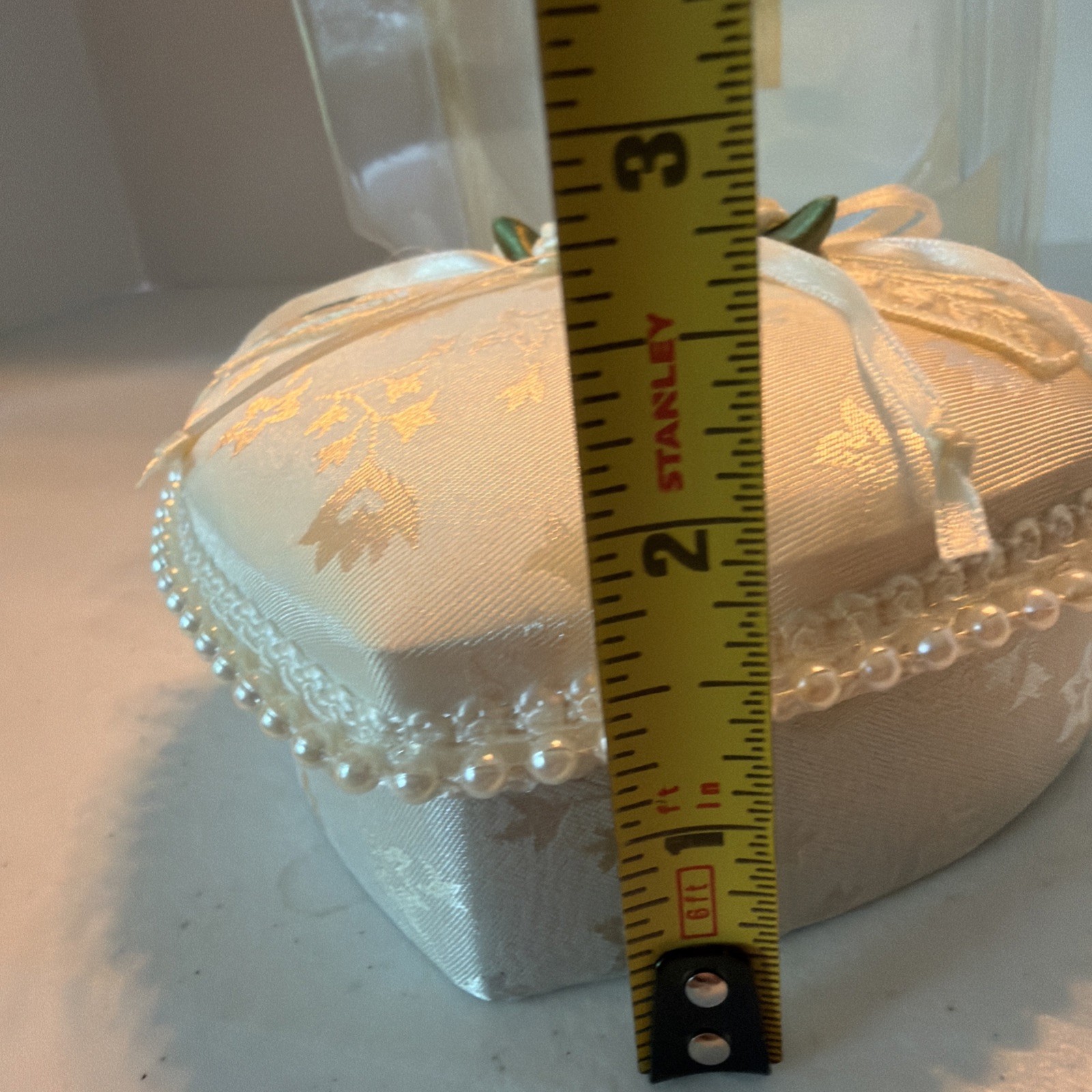 St John Fabric Heart Trinket Box Padded Floral