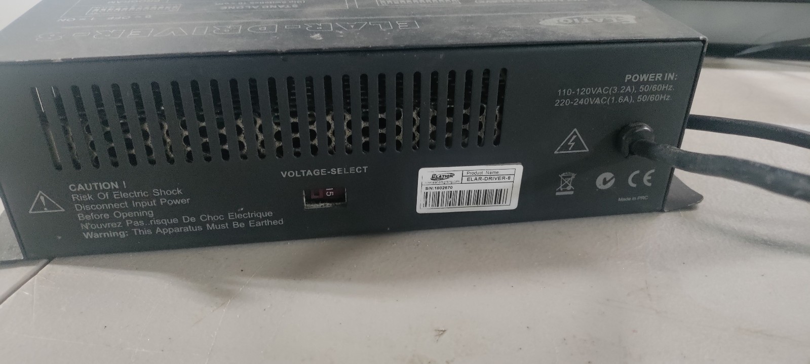 Elation ELAR- DRIVER-8. Lighting Controller Power on Tested