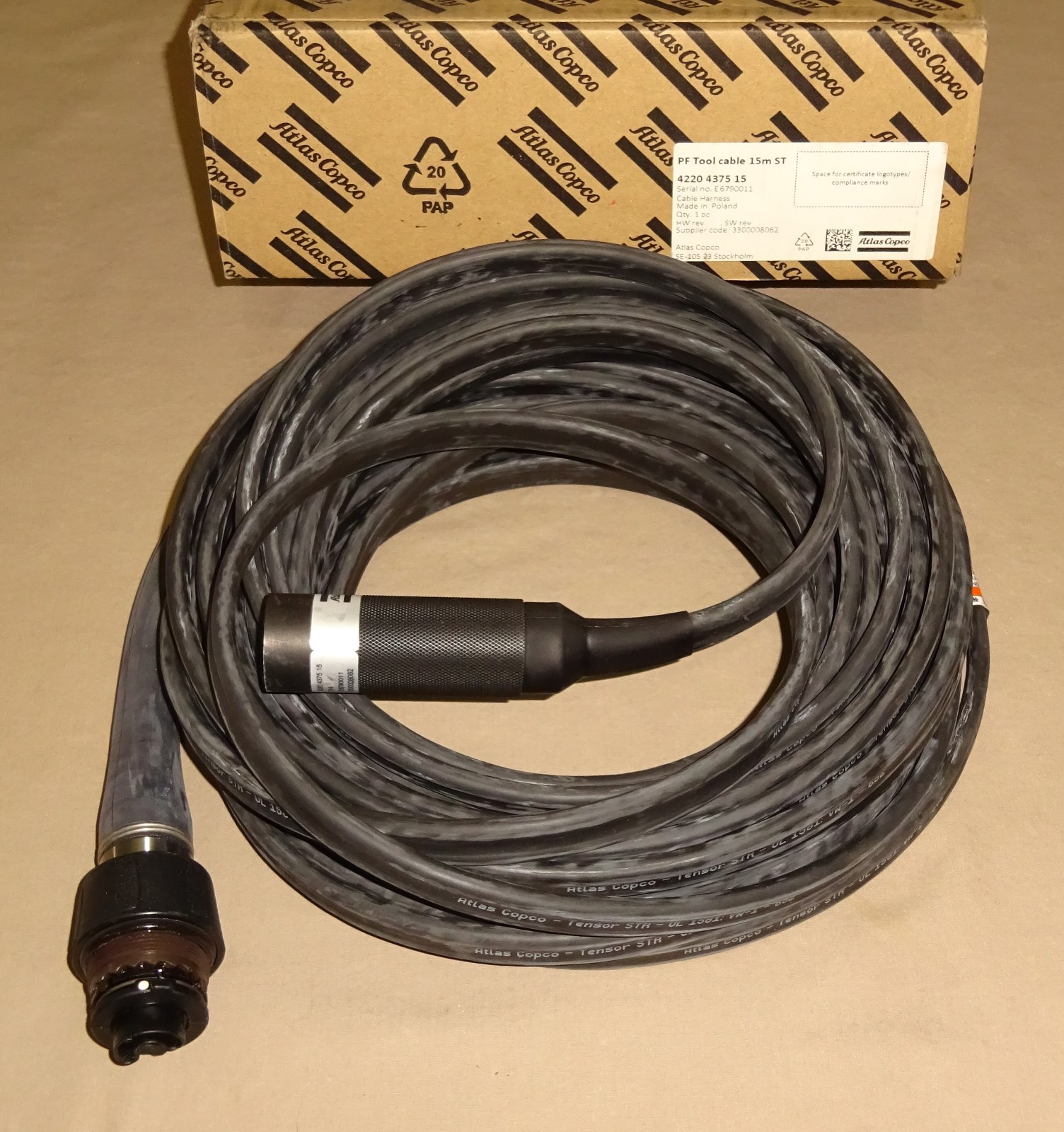 Atlas Copco 4220 4375 15 PF Tool Cable 15m ST 4220437515 Cable Harness NEW