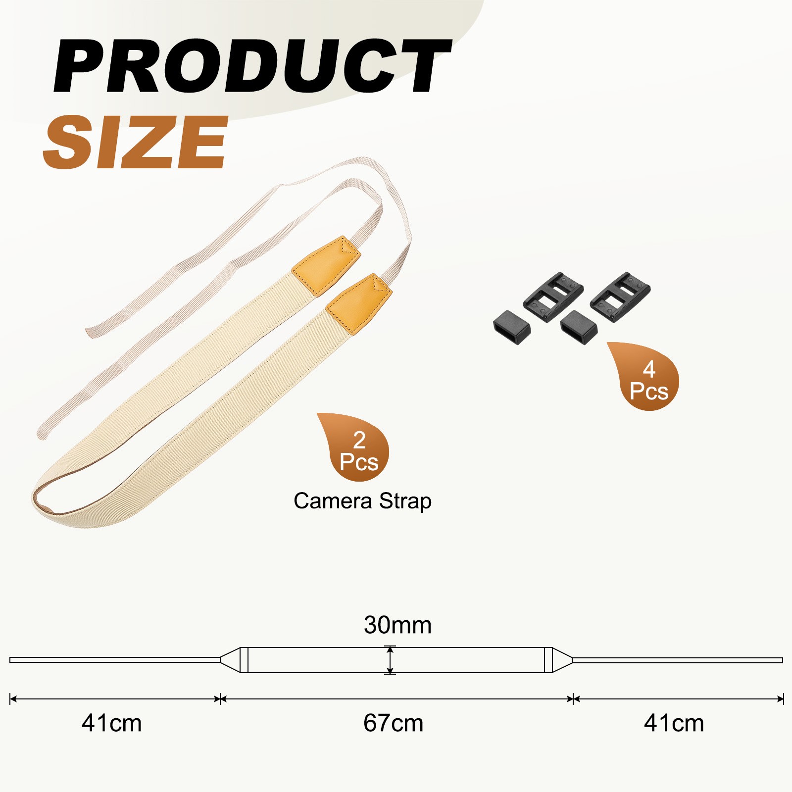 Camera Strap, 2Pcs 1.2" Width Nylon Adjustable Neck Shoulder Strap, Beige