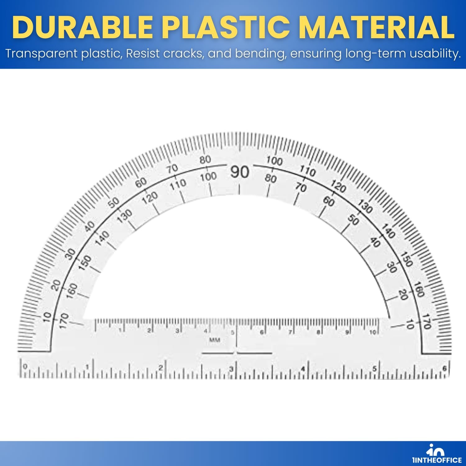 6 Pieces 6 Inch 180 Degrees Clear Plastic Protractor for Geometry Drawing