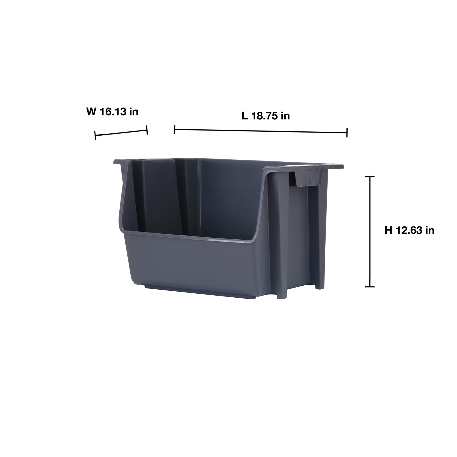 Mighty Tuff Large Nesting Stack Storage Bin, All, Plastic, Gray