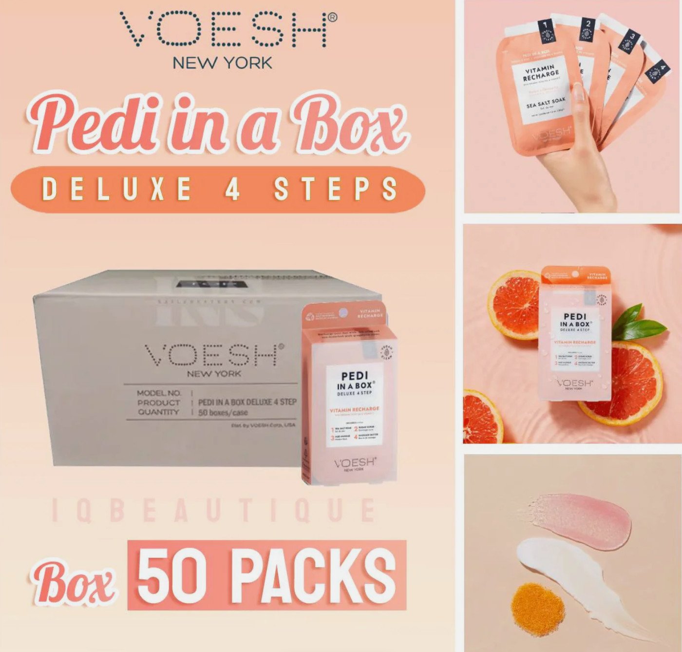 Voesh Pedi Deluxe 4 Steps (Box of 50 packs) - Vitamin Recharge