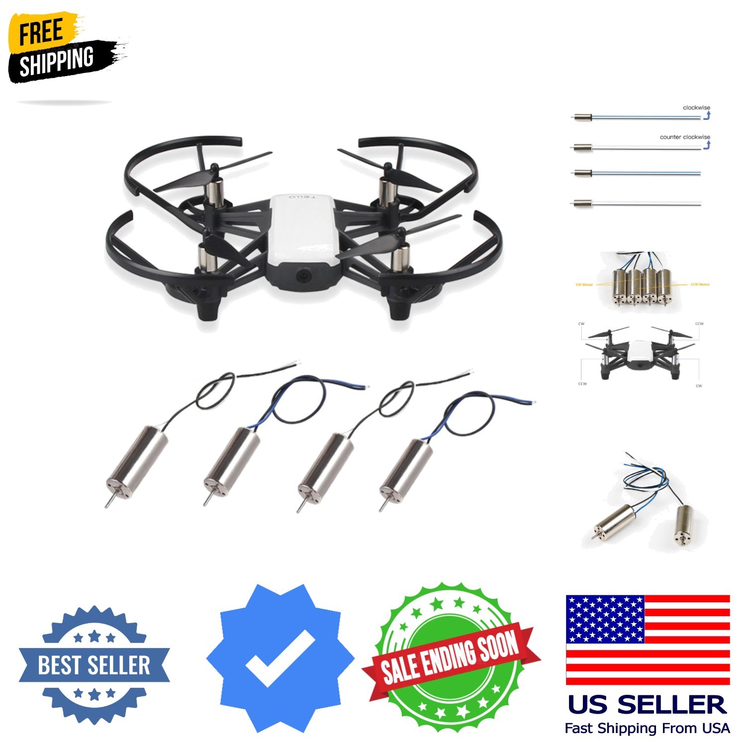 Drone 8520 Motors Coreless CW CCW Motor Compatible with DJI Ryze Tello 720P C...