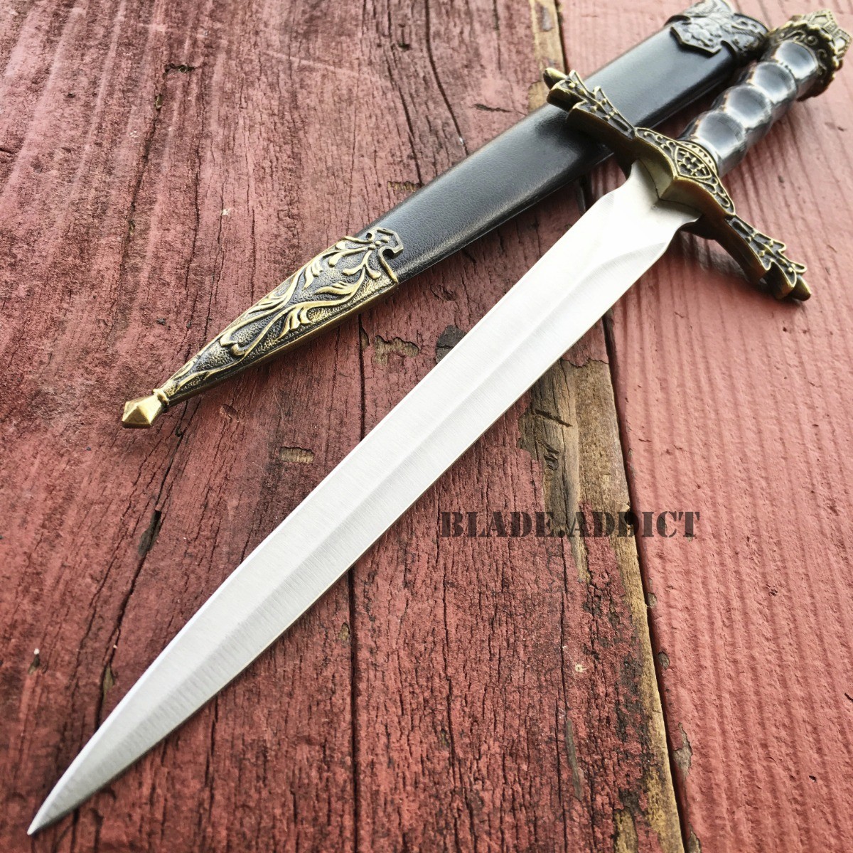 13.5" King Arthur Medieval Ornate Fantasy Dagger Short Sword w/ Sheath NEW